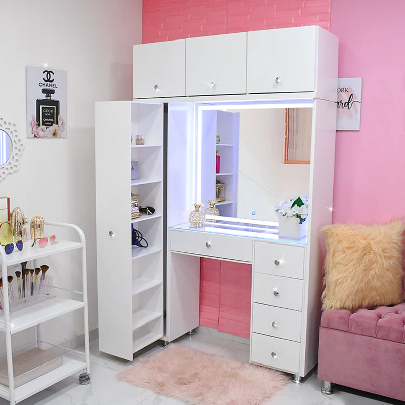 Armoire multifonction avec miroir LED