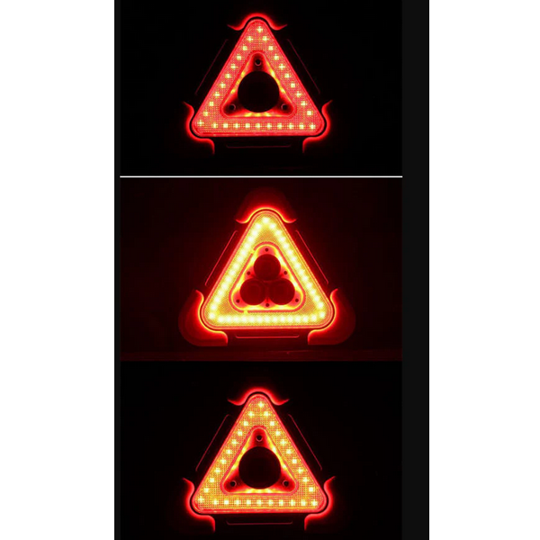 2-EN-1 Lampe de Signalisation d'Urgence Solaire Triangulaire pour le Bord de Route