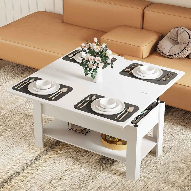 Table Basse Relevable et Rangement