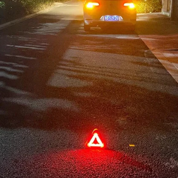2-EN-1 Lampe de Signalisation d'Urgence Solaire Triangulaire pour le Bord de Route