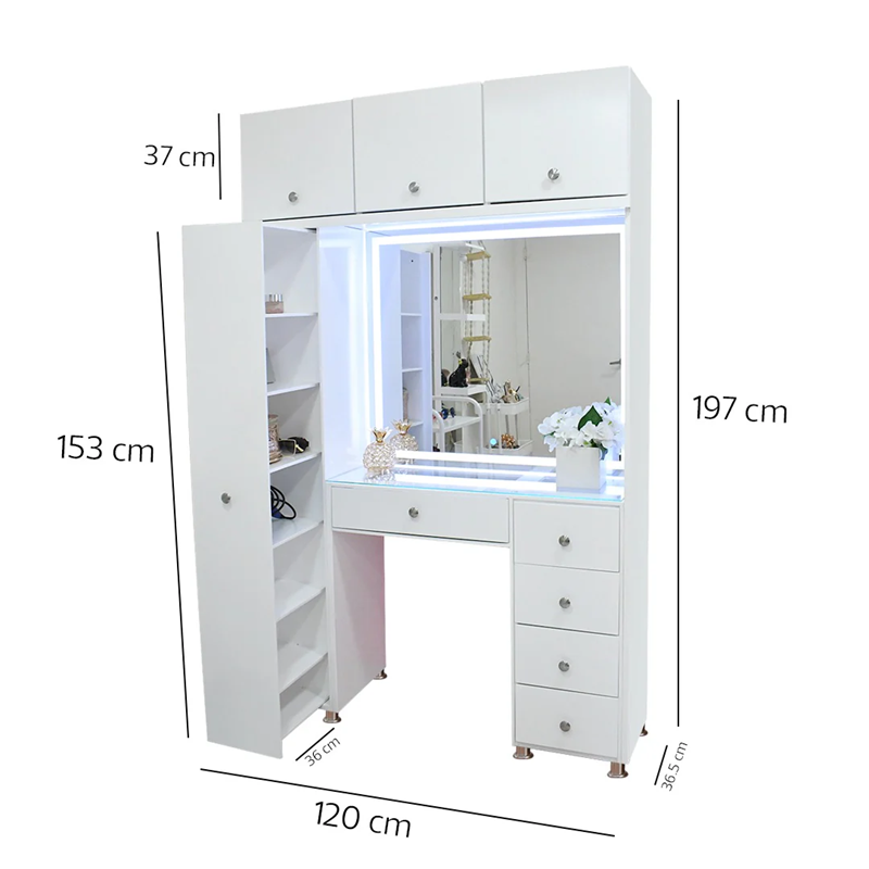 Armoire multifonction avec miroir LED
